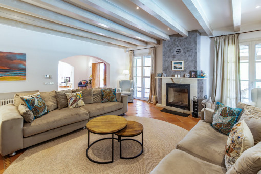 Elegant living area with fireplace