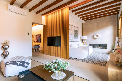 Living room with fireplace