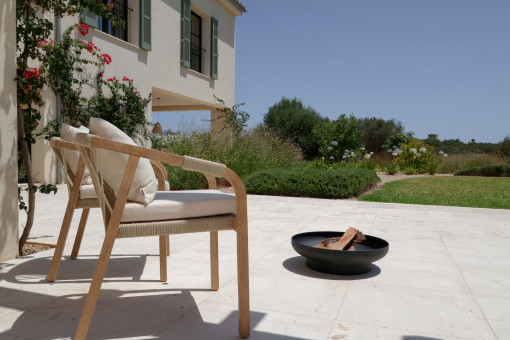 Spacious terrace overlooking the Mediterranean garden
