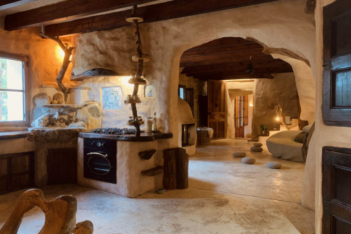 Open kitchen with natural materials