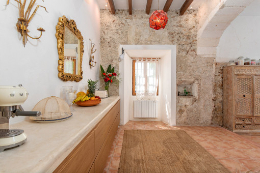 Modern kitchen with natural stone