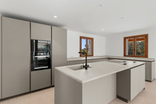 Kitchen with stone worktop