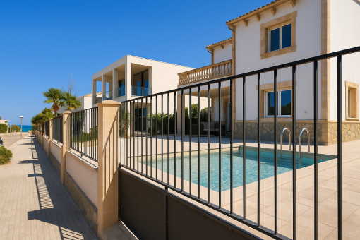 Photomontage of the future pool with sea view – prime location living