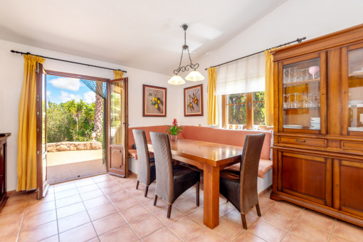 Dining area with open kitchen