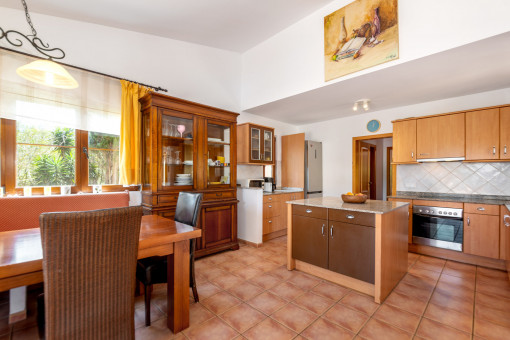 Dining area with open kitchen