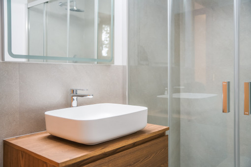Stylish bathroom with natural light