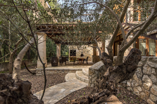 Covered terrace with garden view