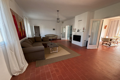 Living area with chimney