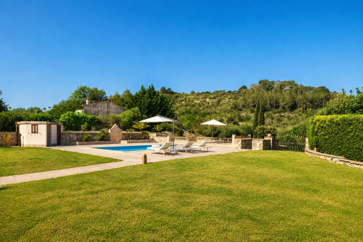 Pool and garden area of a private finca in Sineu