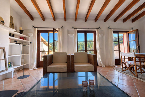 Living area with chimney