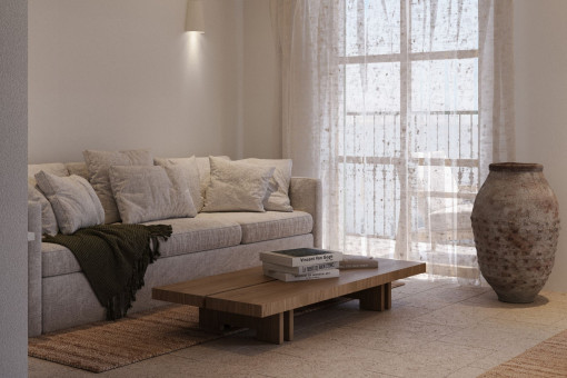 Bright living area with access to the balcony – relaxed, high-quality comfort