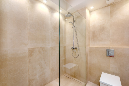 One of the two bathrooms