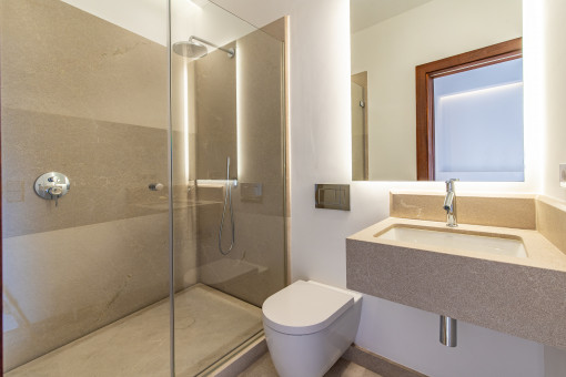 One of three bathrooms