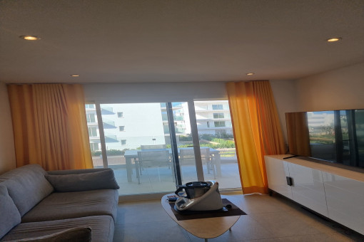 Open living and dining area