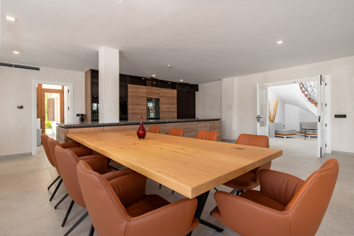 Large kitchen with dining area