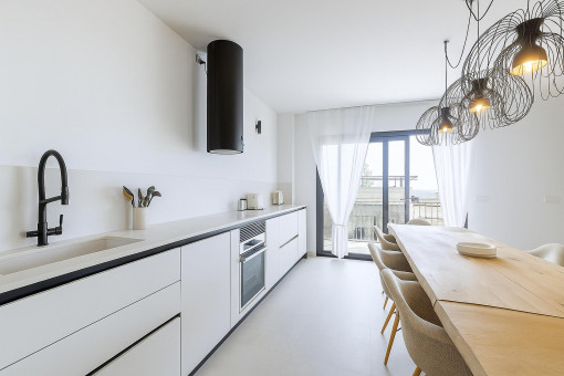 Designer kitchen with terrace access
