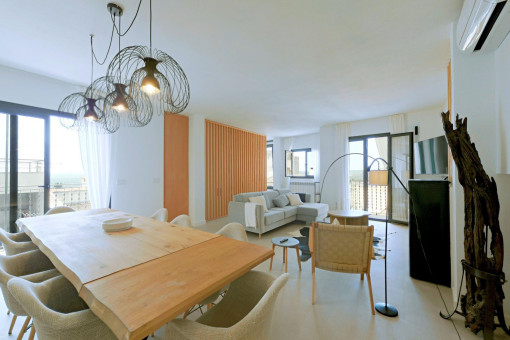 Dining area open to living room