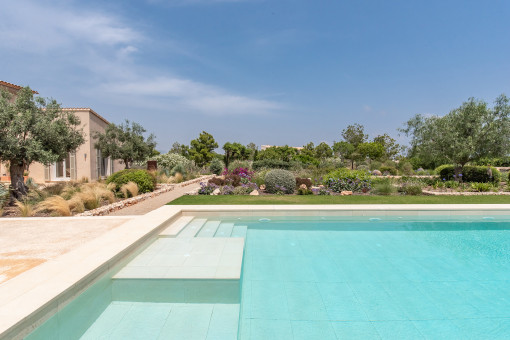 Pool nestled in the Mediterranean landscape