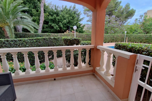 Private terrace with access to the pool