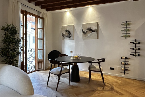 Bright, light-filled dining area