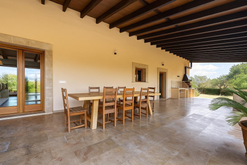 Barbecue terrace with outdoor kitchen and countryside view