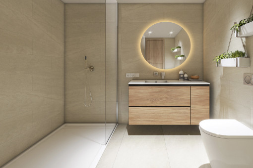 Bathroom with large shower 