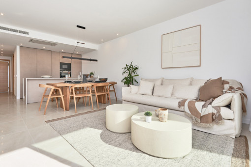 Bright living and dining area