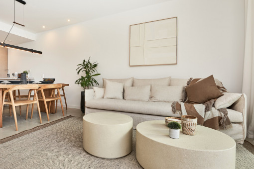 Bright living and dining area