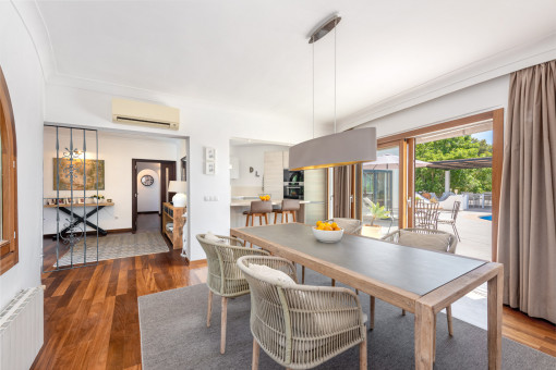 Open-plan living and dining area