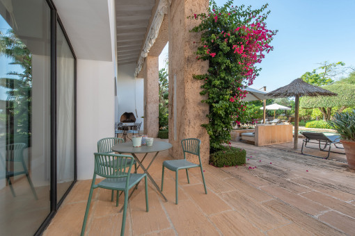Terrace with fireplace