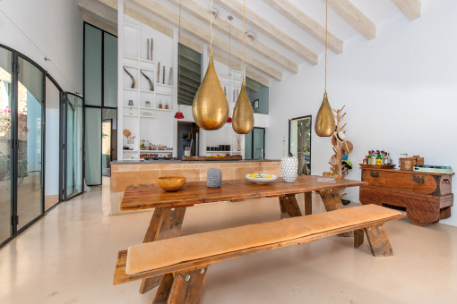 Open living and dining area