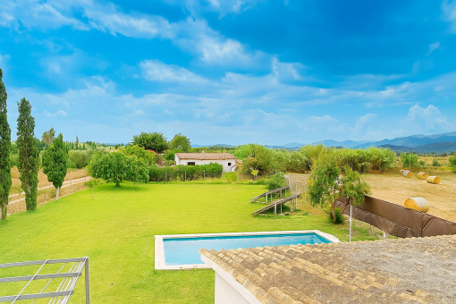 View from the rooftop terrace towards the guest house