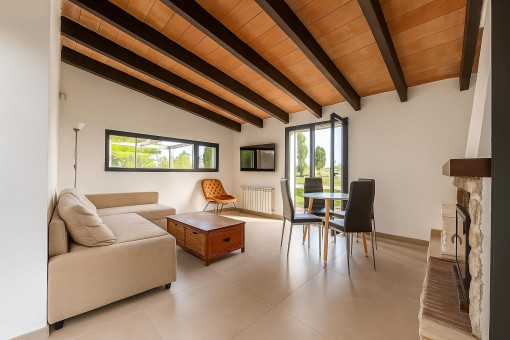 Lounge area with fireplace