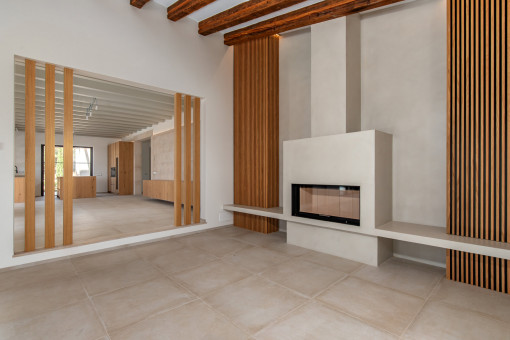 Open living and dining area