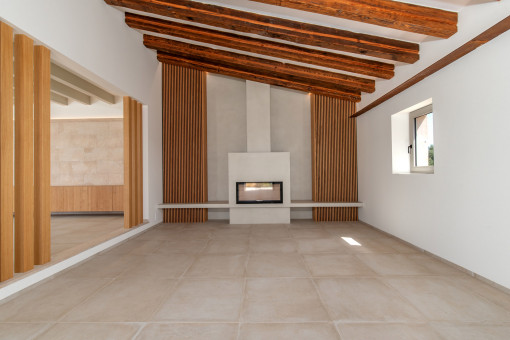 Living area with fireplace