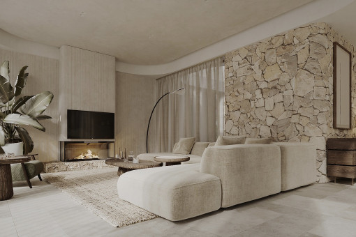 Living area with gas fireplace