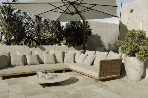 Lounge area on the rooftop terrace