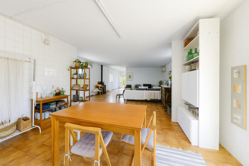 View from the dining area into the guest apartment’s living room