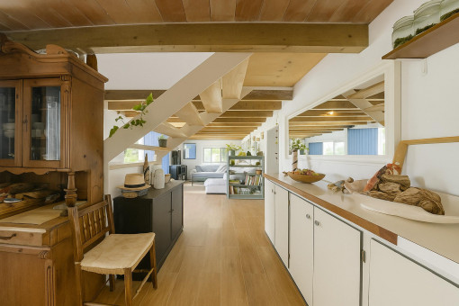 View from the kitchen into the living room