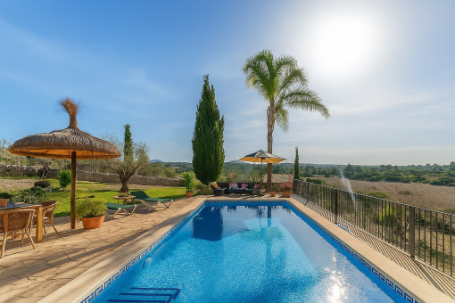 Pool with countryside view