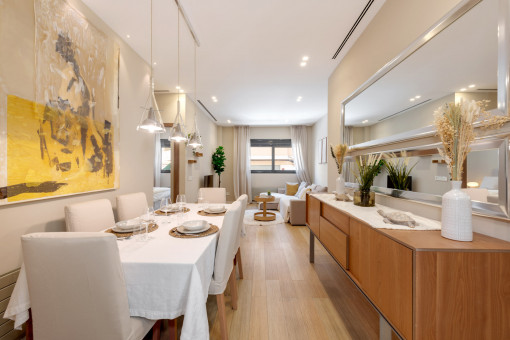 Open-plan living and dining room