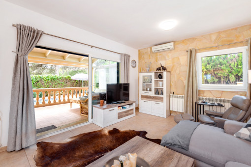 Living room with pool access