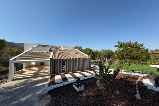 Mediterranean outdoor area with various terraces, harmoniously and low-maintenance designed