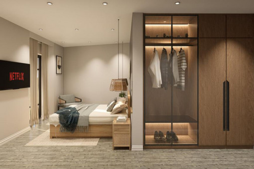 One of the three cozy double bedrooms