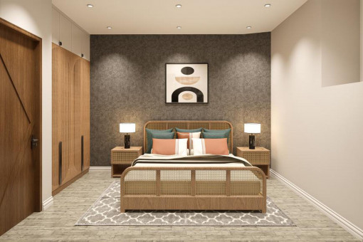 One of the three cozy double bedrooms