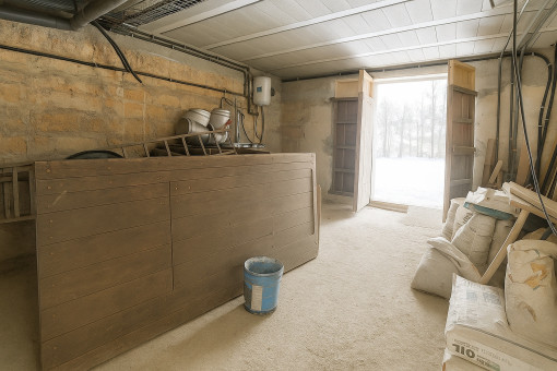 Spacious garage area