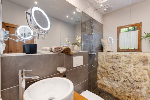 One of the three bathrooms