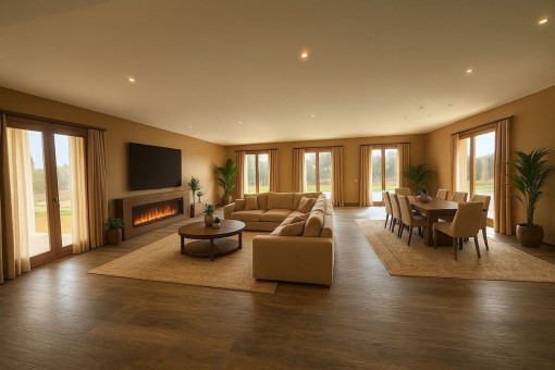 Spacious living and dining area