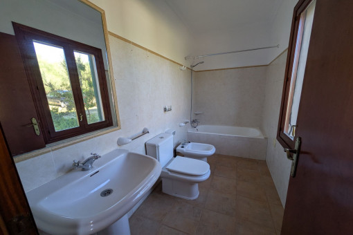 One of the two bathrooms