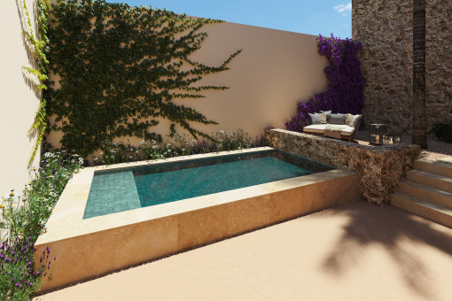 Traditional patio with pool